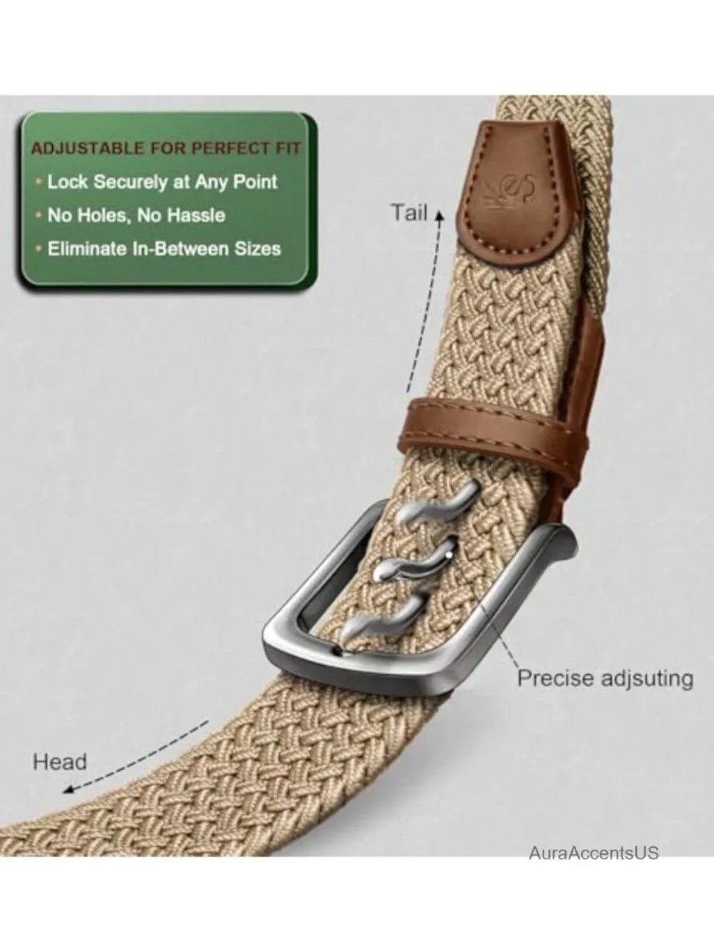 Men's Stretch Woven Braided Golf Belt 1 3/8